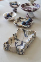 Italian Calacatta Viola Fluted Edge Marble Tray