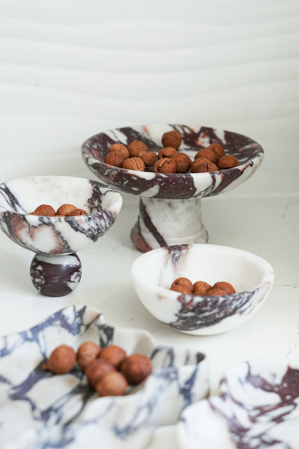 Calacatta Viola Marble Round Footed Bowl