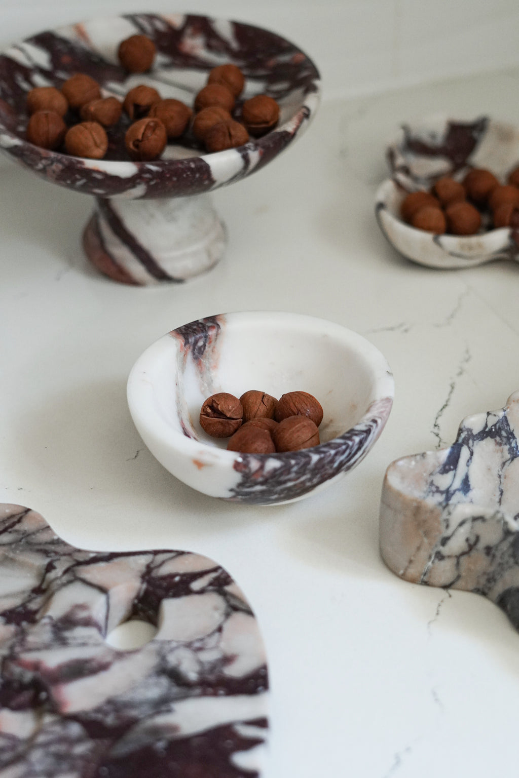 Calacatta Viola Marble Round Footed Bowl