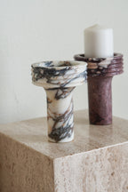 Italian Calacatta Viola Marble Torch Candle Holder