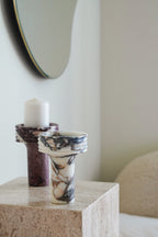 Italian Calacatta Viola Marble Torch Candle Holder