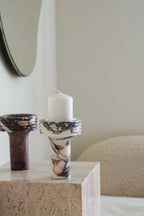 Italian Calacatta Viola Marble Torch Candle Holder