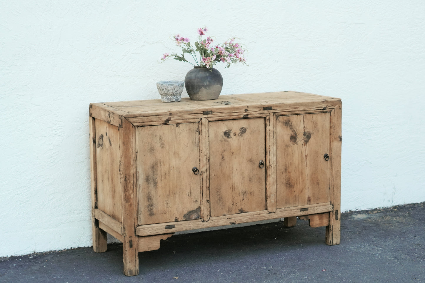 Vintage Elm Wood Sideboard