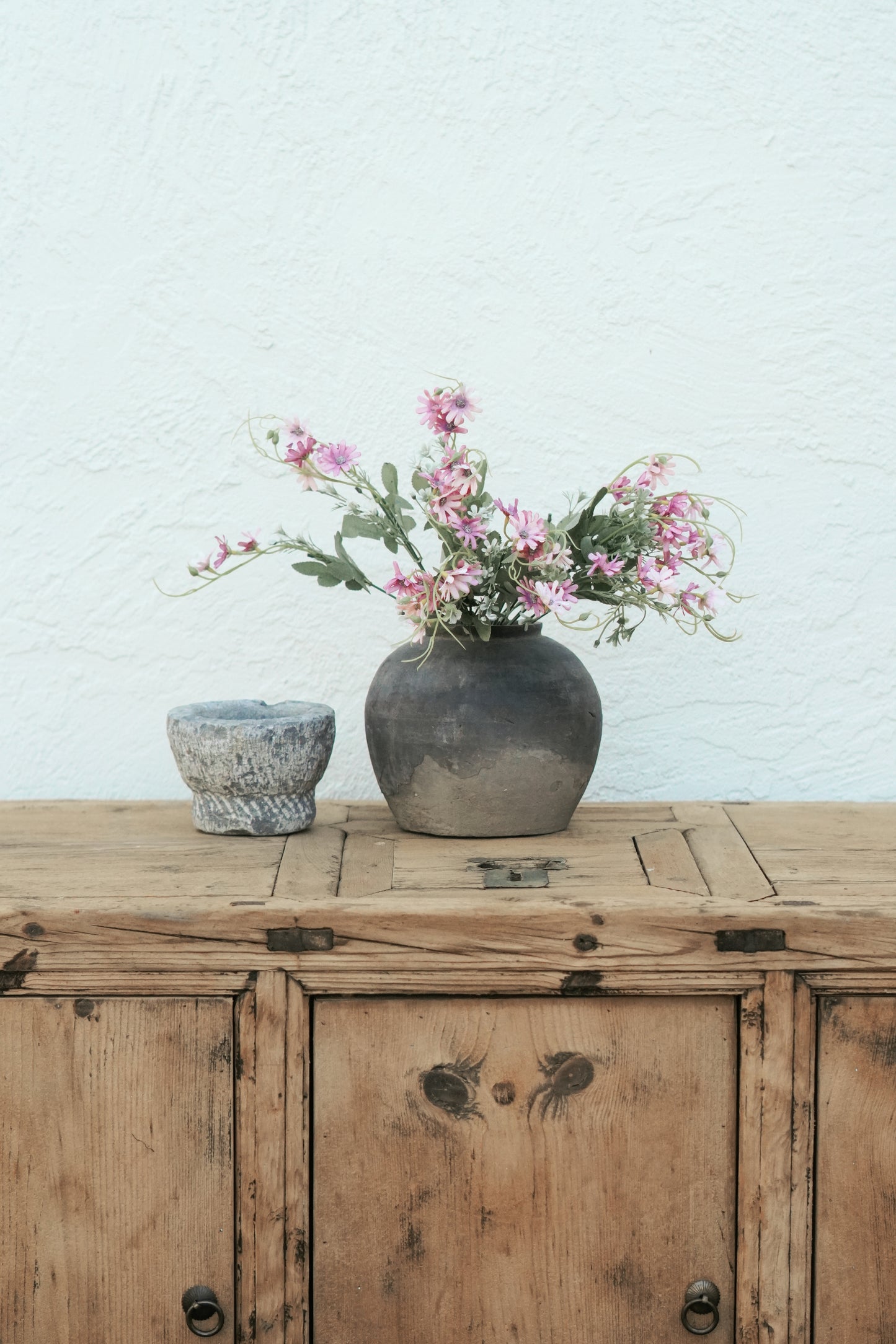 Vintage Elm Wood Sideboard