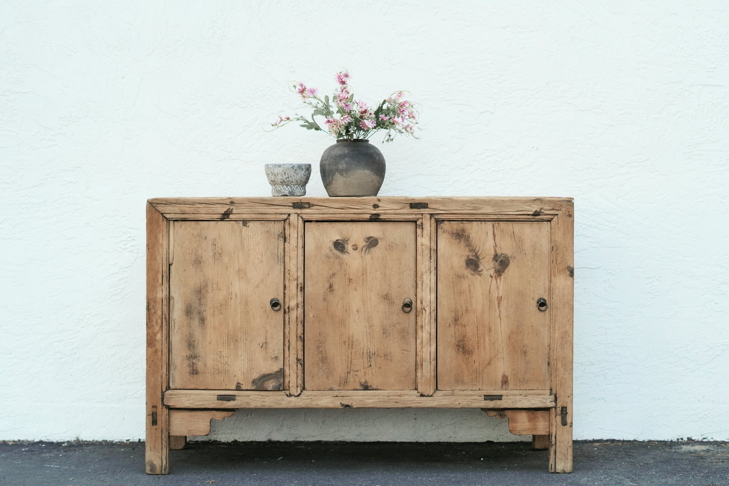 Vintage Elm Wood Sideboard