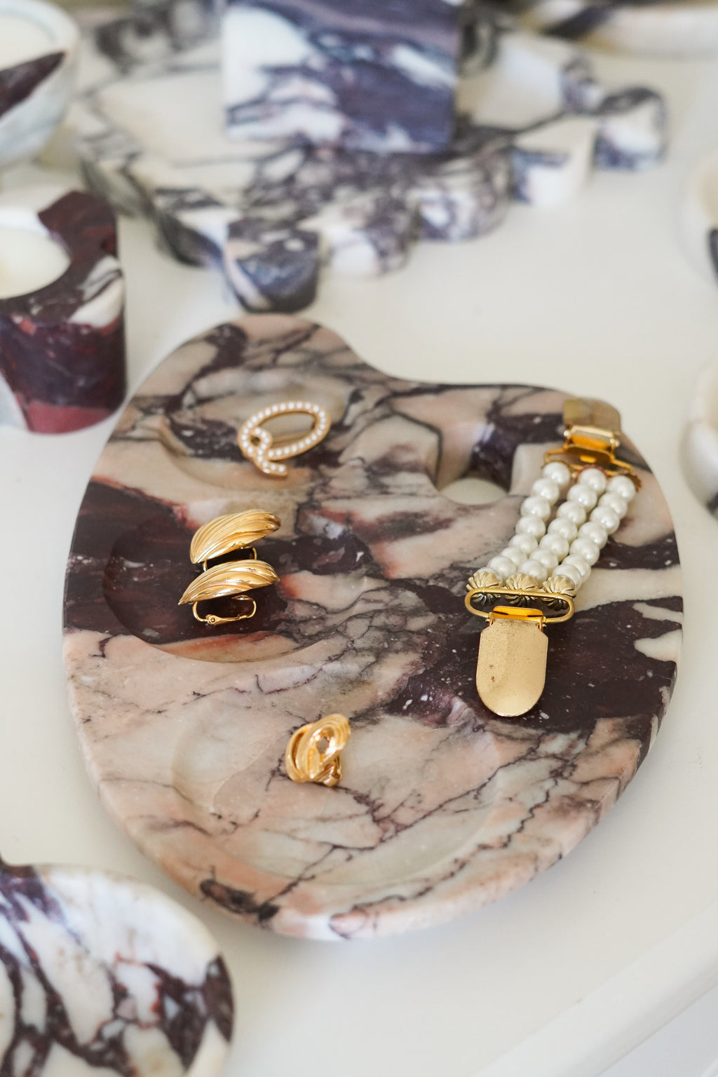 Italian Calacatta Viola Marble Palette Tray