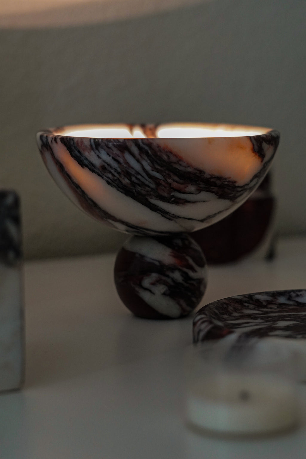 Calacatta Viola Marble Round Footed Bowl