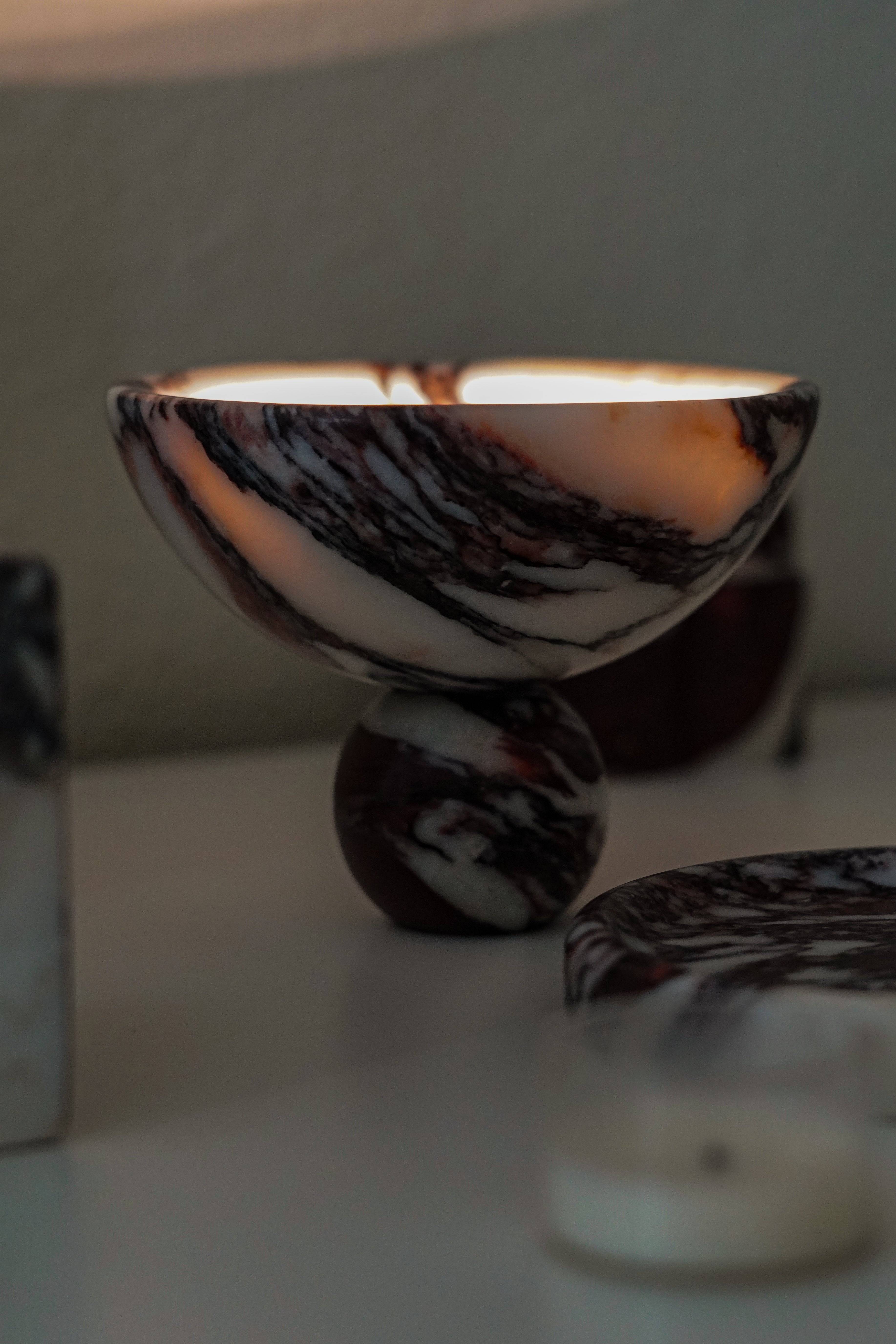 Calacatta Viola Marble Round Footed Bowl