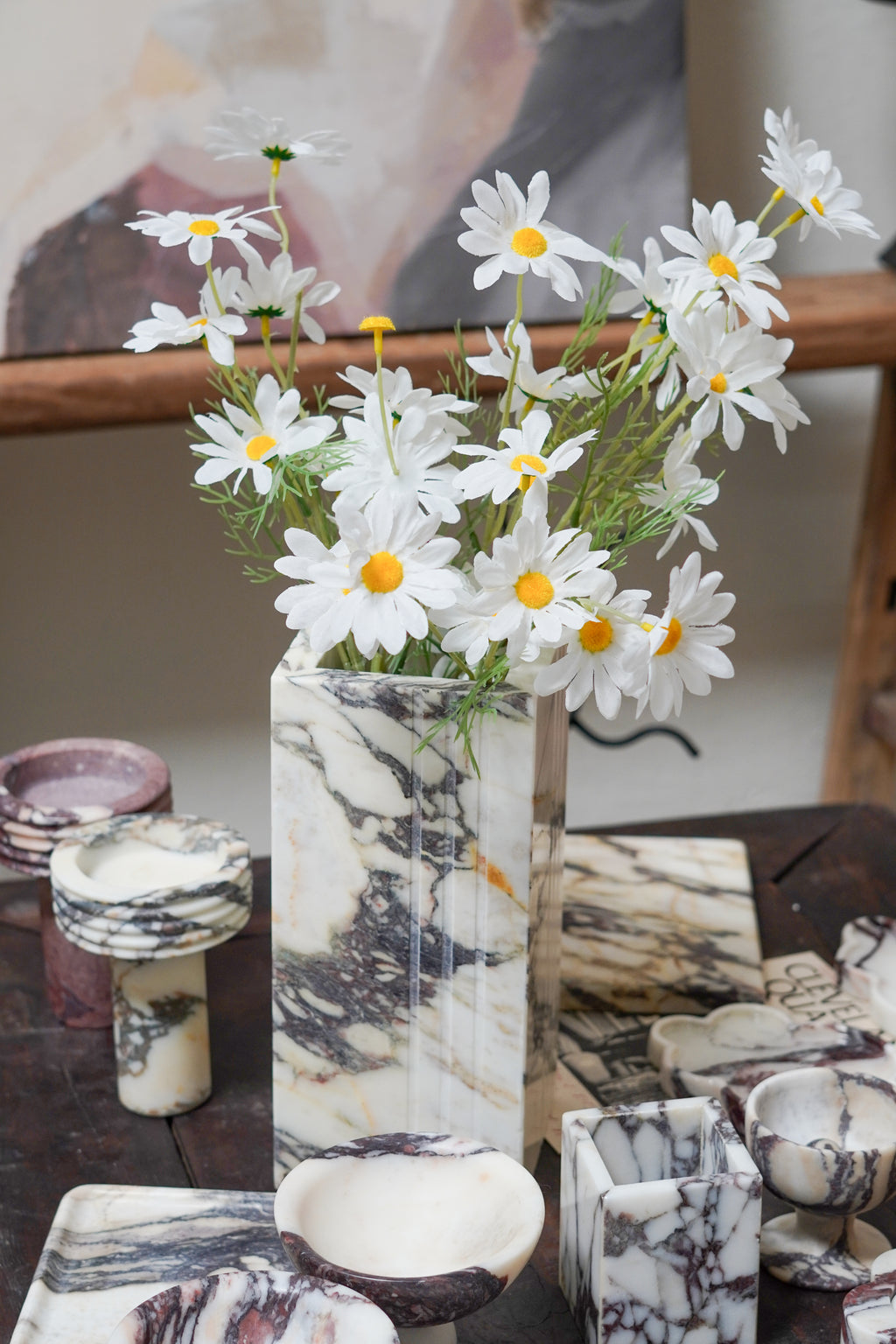 Italian Calacatta Viola Marble Portico Vase