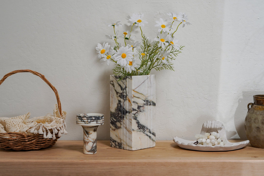 Italian Calacatta Viola Marble Portico Vase