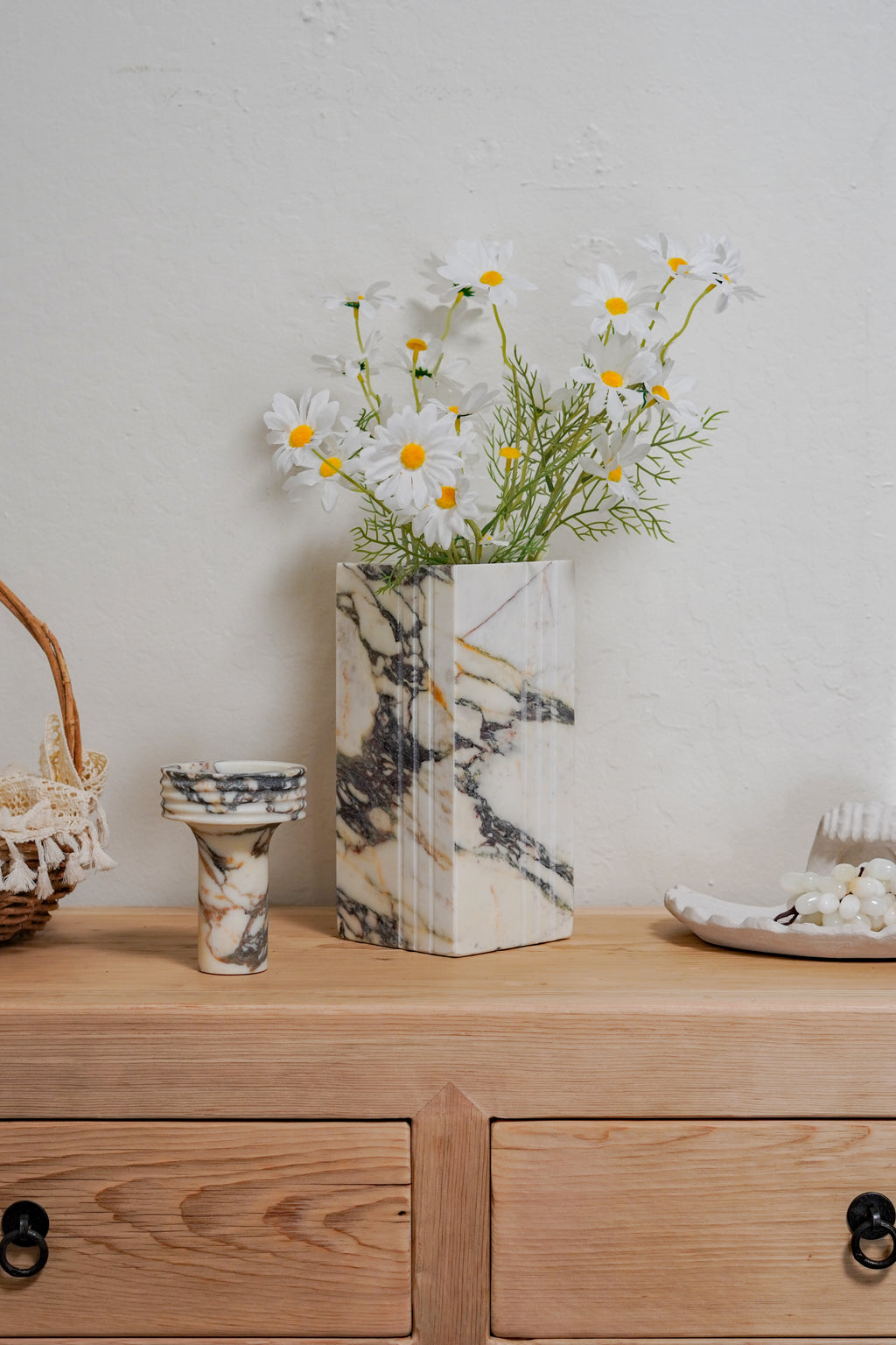 Italian Calacatta Viola Marble Portico Vase