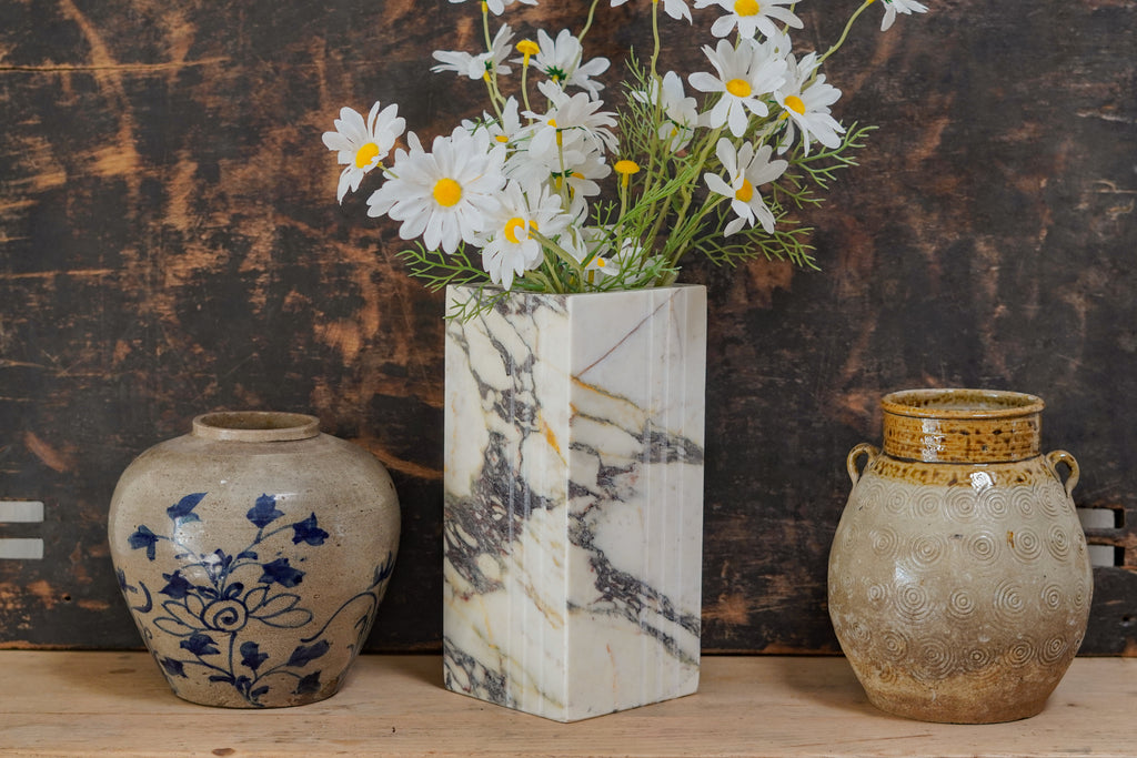 Italian Calacatta Viola Marble Portico Vase