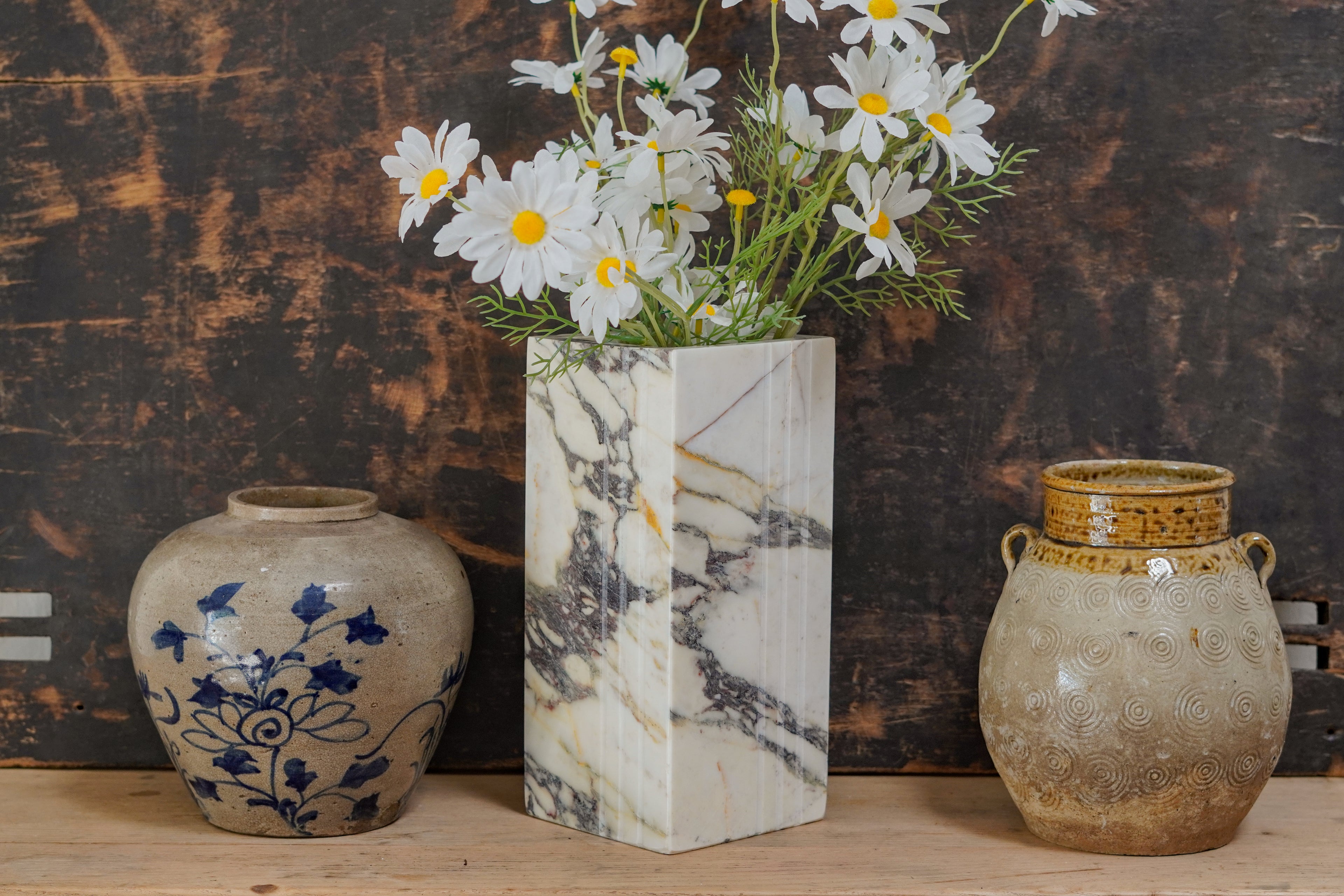Italian Calacatta Viola Marble Portico Vase