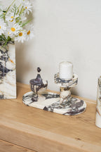 Italian Calacatta Viola Marble Torch Candle Holder