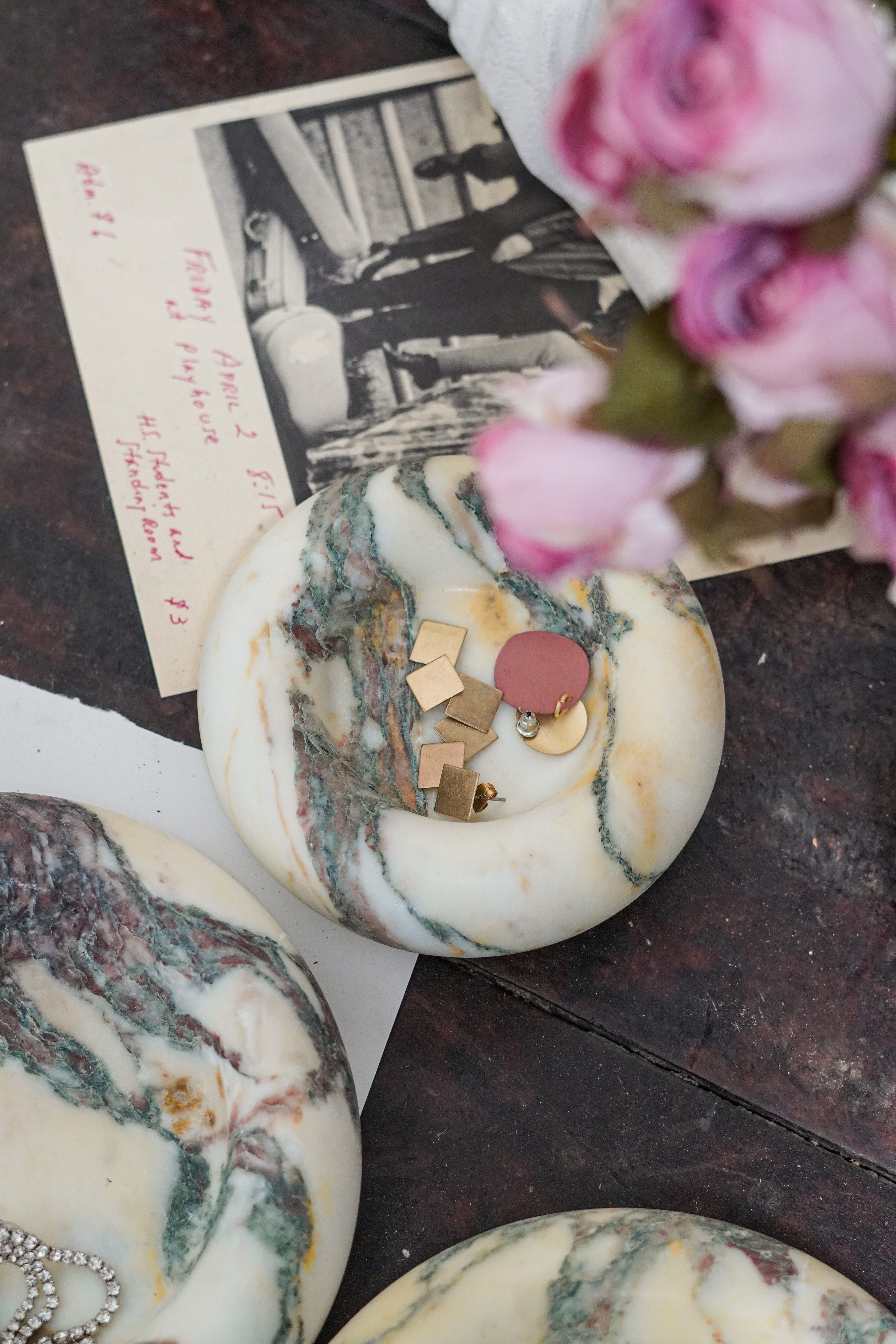 Italian Calacatta Viola Round Marble Catchall Tray