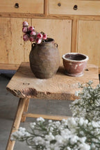 QingYing Vintage Rustic Wood Stool Side Table