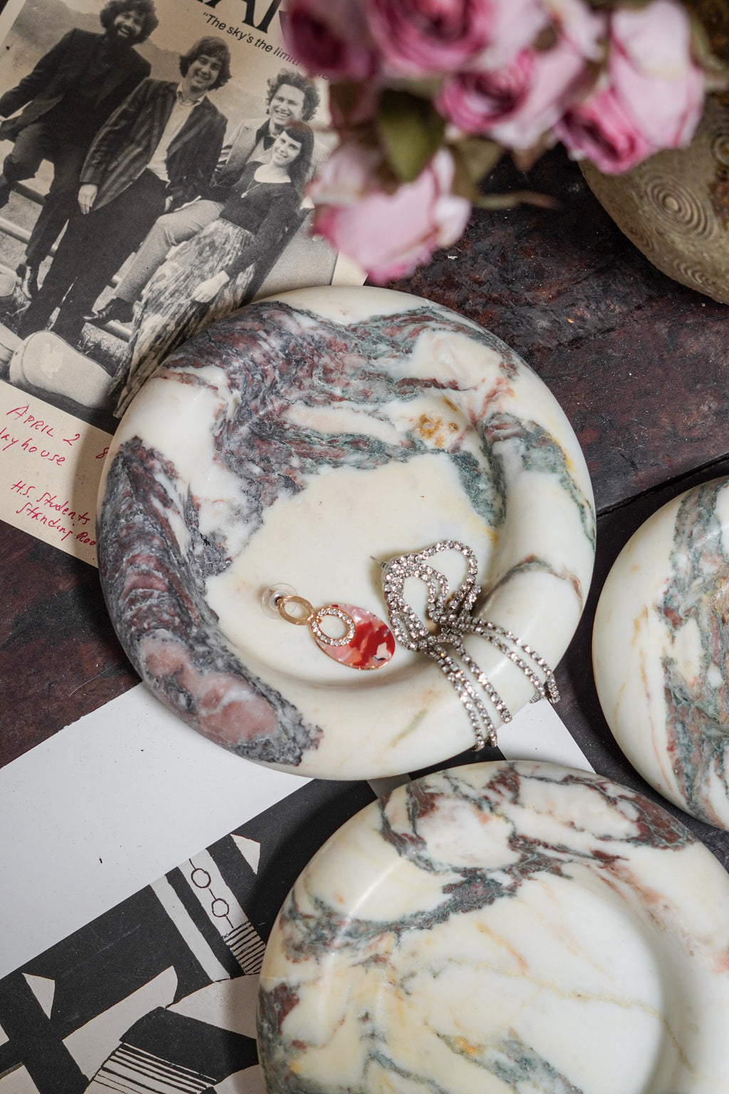 Italian Calacatta Viola Round Marble Catchall Tray