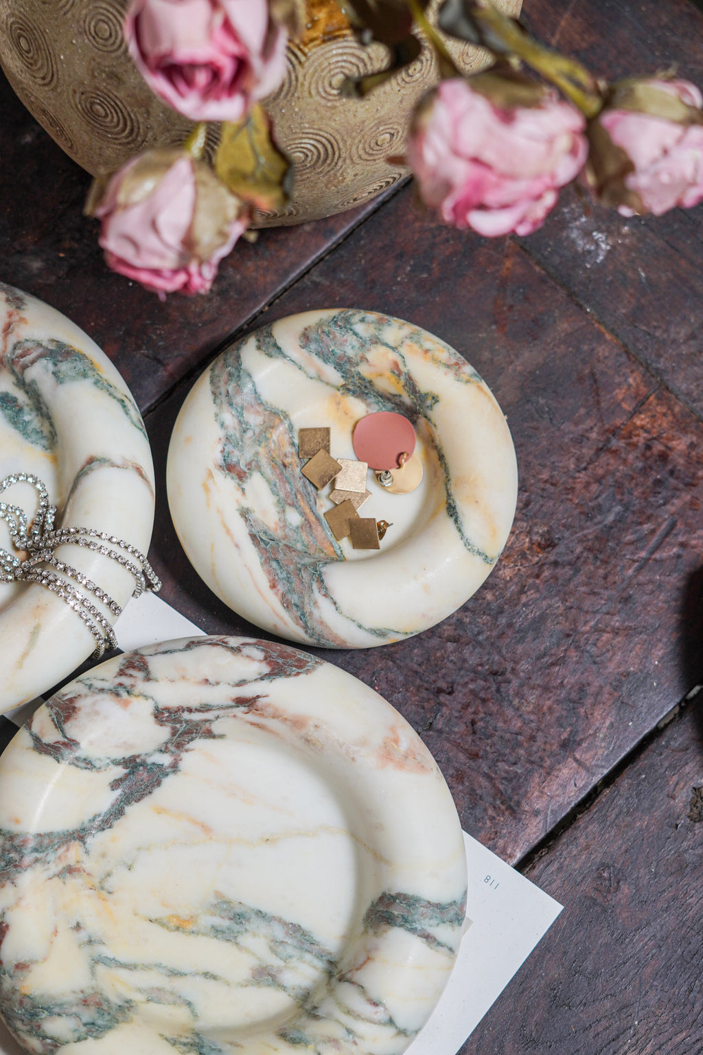Italian Calacatta Viola Round Marble Catchall Tray