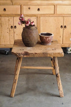 QingYing Vintage Rustic Wood Stool Side Table