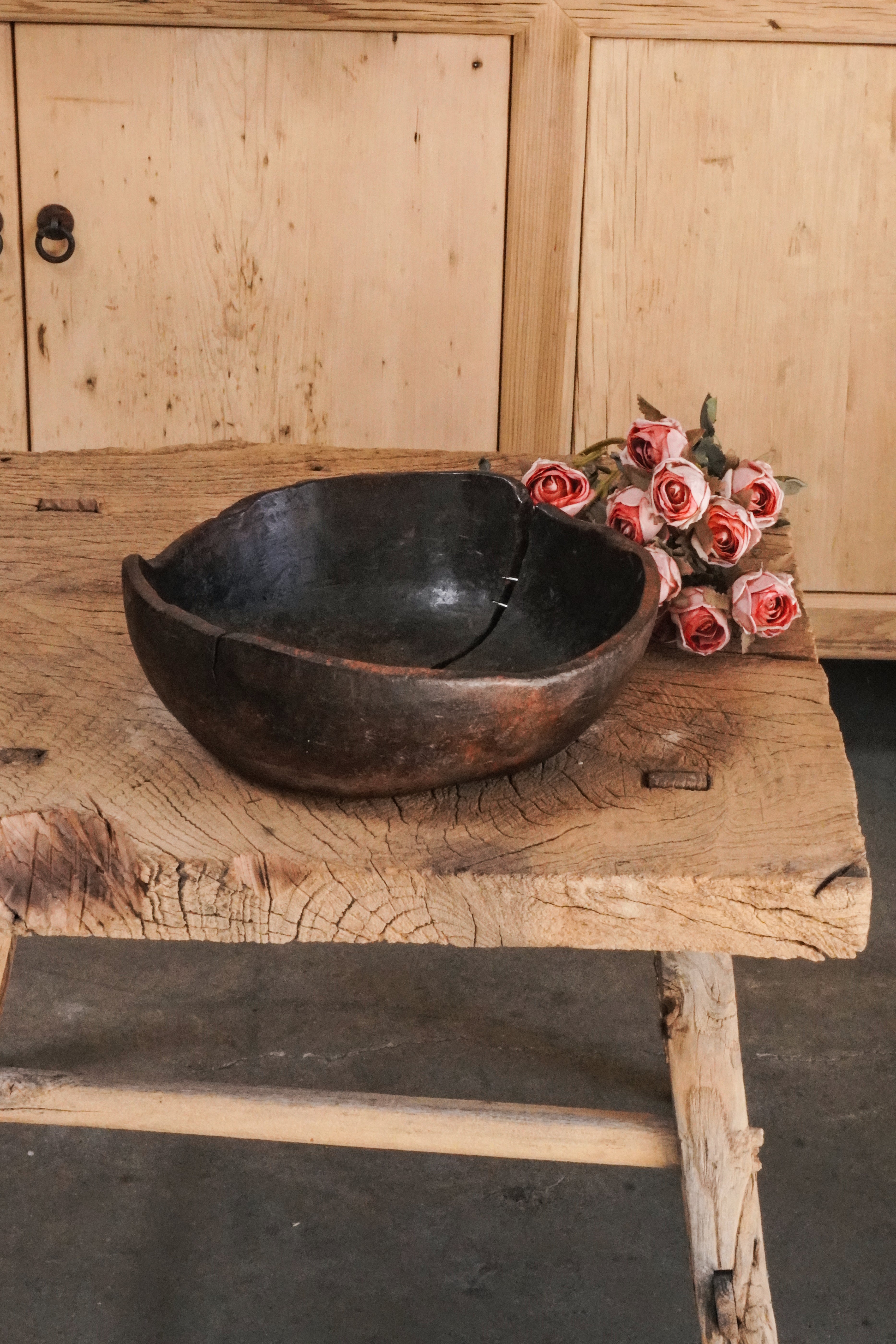 Vintage Wood Fruit Bowl