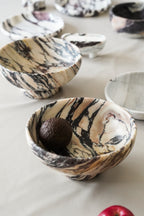Large Italian Calacatta Viola Marble Pedestal Bowl