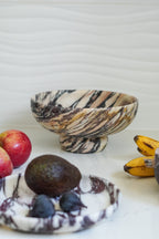 Large Italian Calacatta Viola Marble Pedestal Bowl