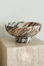Large Italian Calacatta Viola Marble Pedestal Bowl