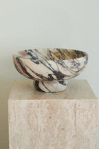 Large Italian Calacatta Viola Marble Pedestal Bowl