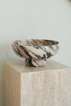 Large Italian Calacatta Viola Marble Pedestal Bowl