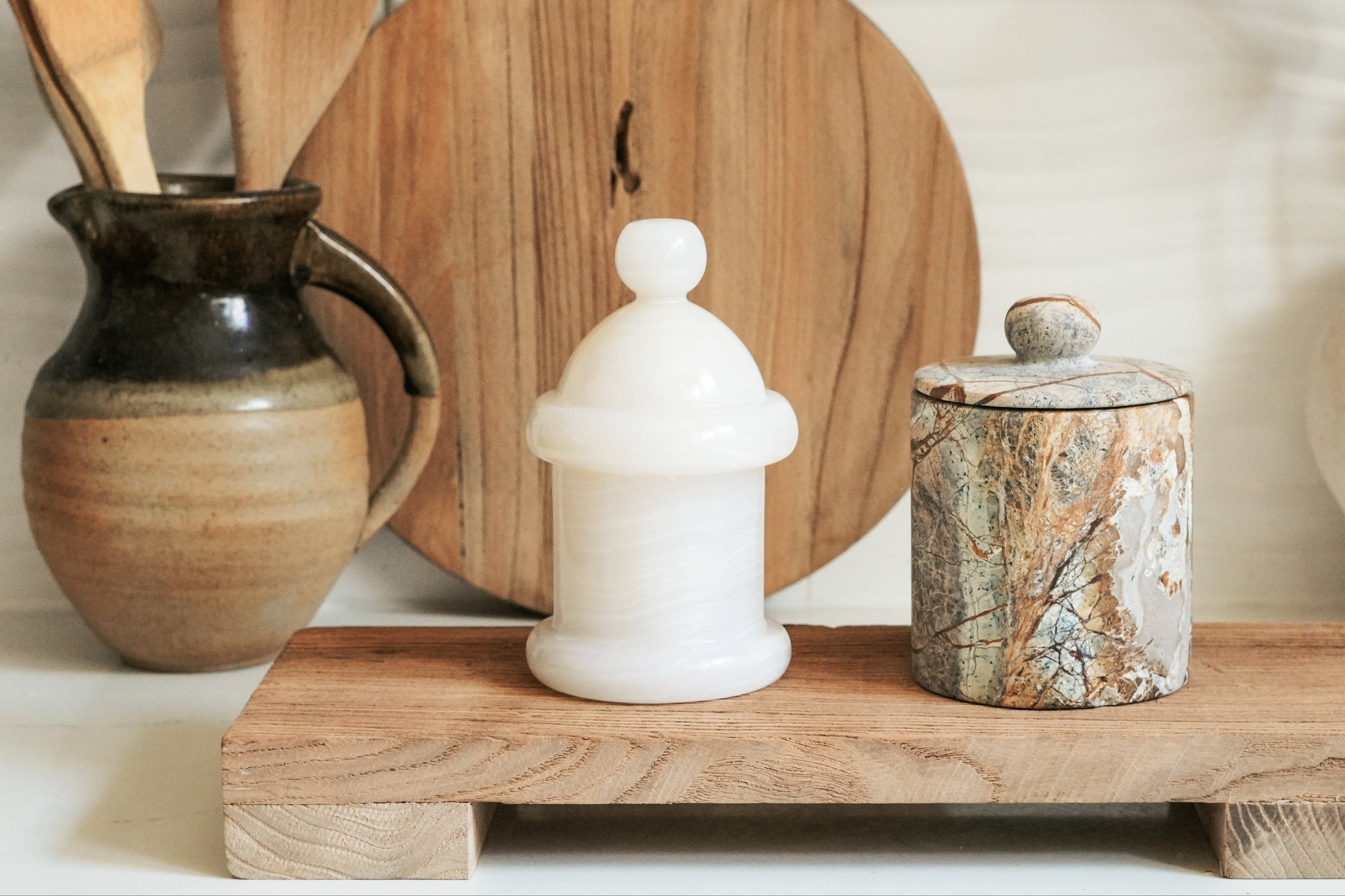 Versatile Stone Lidded Jar--Multiple Colors