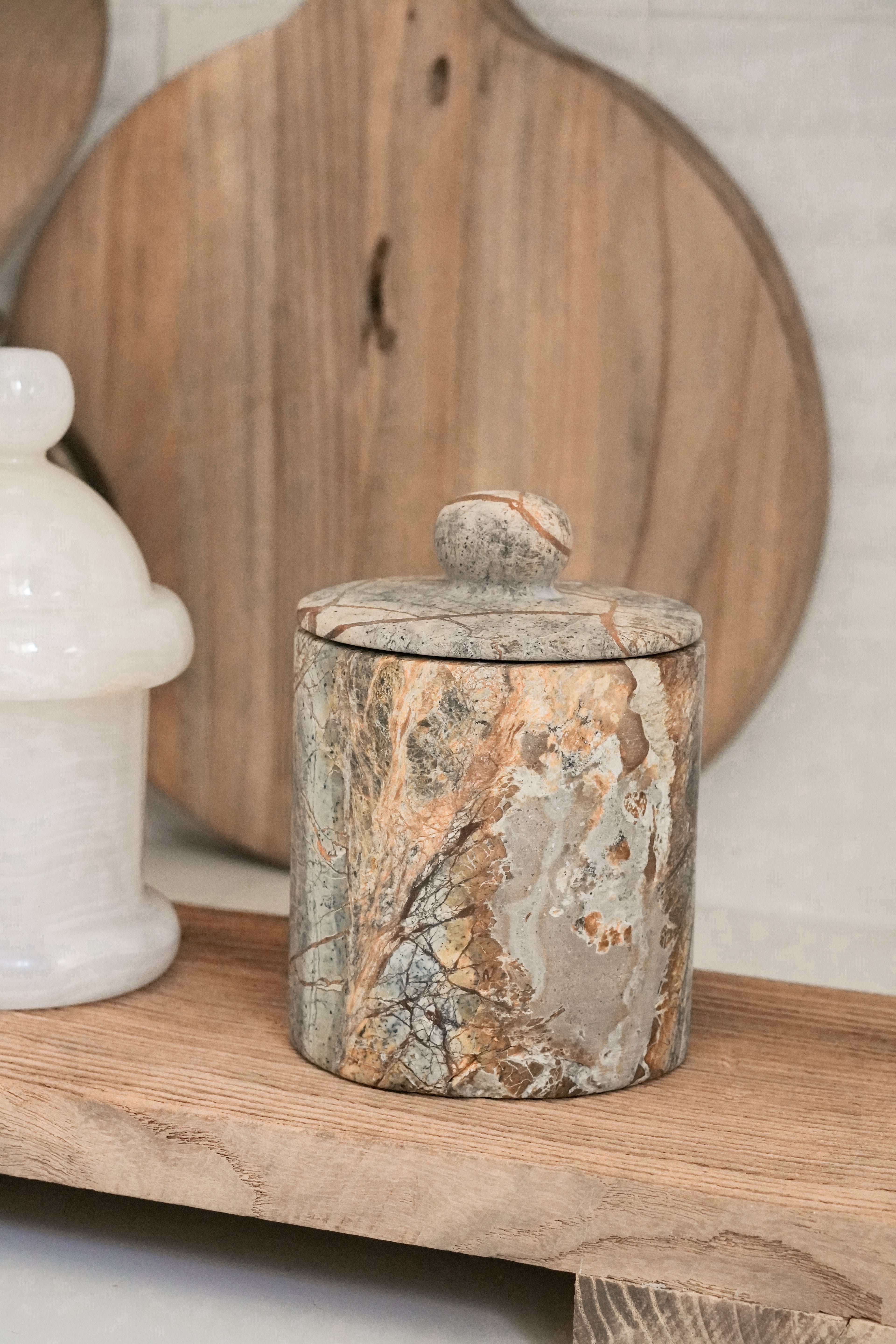 Natural Marble Lidded Jar
