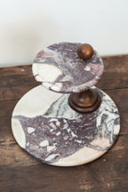 Italian Calacatta Viola Marble Two Tier Stand