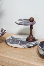Italian Calacatta Viola Marble Two Tier Stand