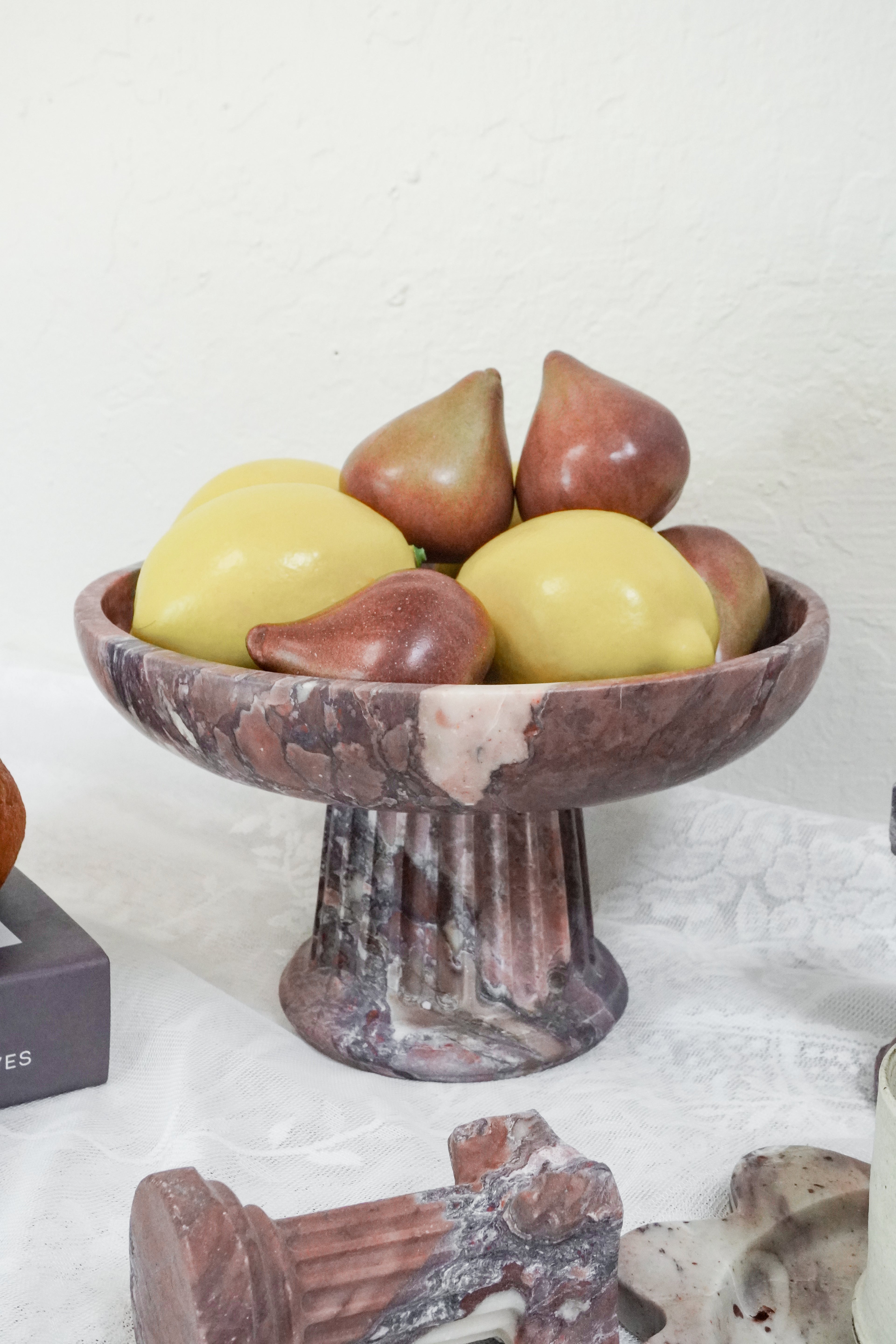 Large Viola Marble Pedestal Bowl--Two Pieces