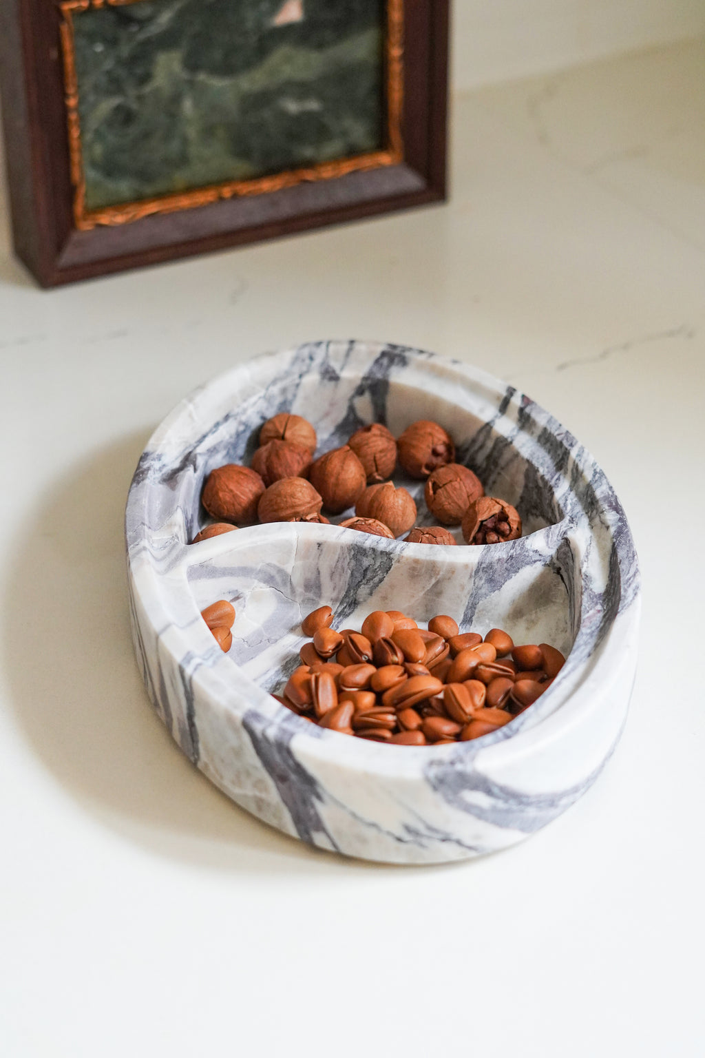 Italian Calacatta Viola Marble Divided Tray