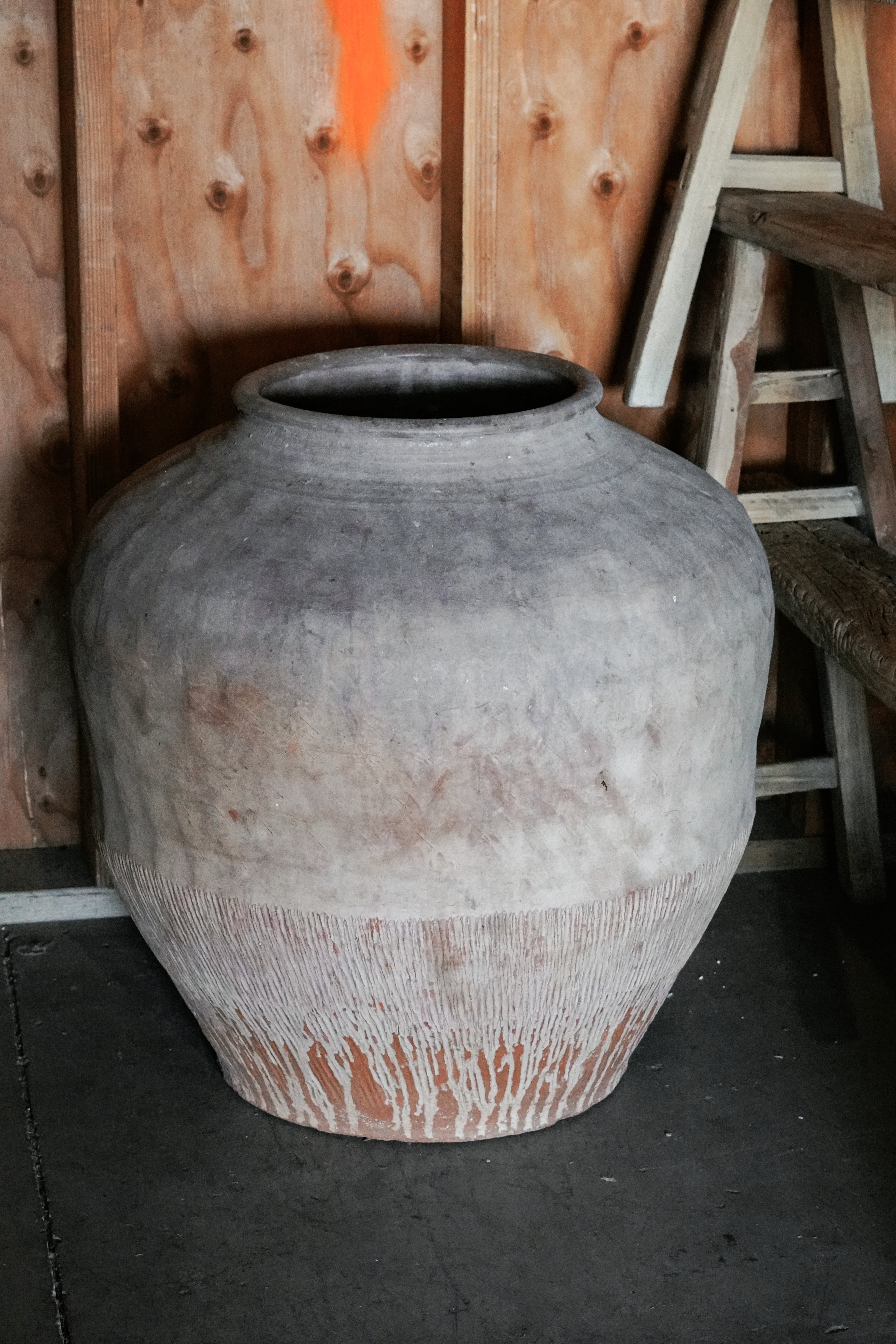 Vintage Rustic Terracotta Brown Pot, Vessel Planter - XLarge
