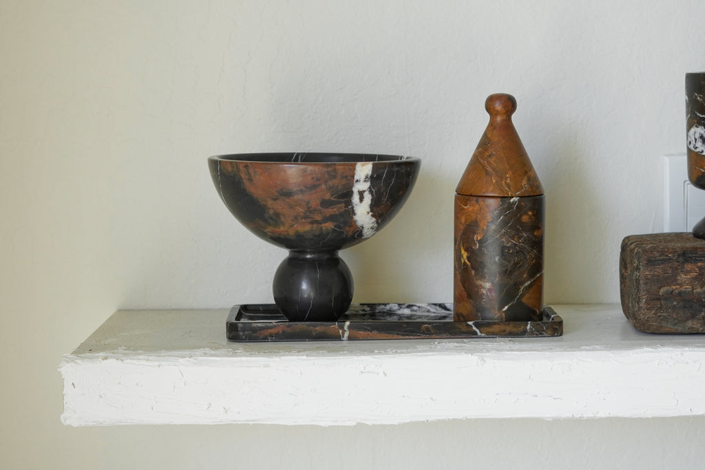 Black Gold Marble Lidded Jar