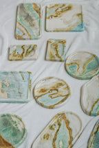Luxury Green Blue Marble Tray Collection---Various Shape
