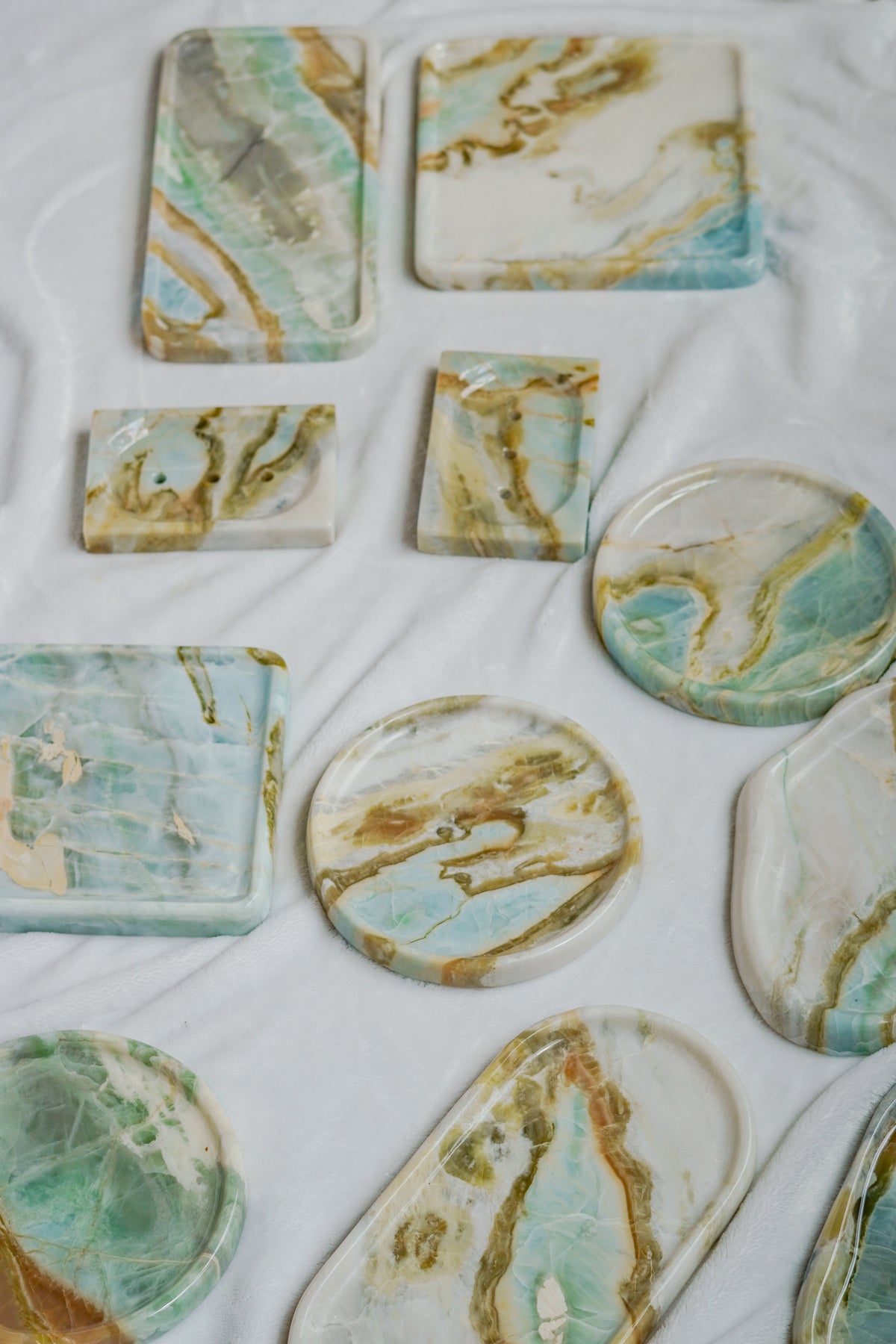 Luxury Green Blue Marble Tray Collection---Various Shape