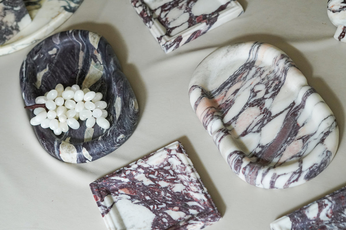 Italian Calacatta Viola Thick Marble Oval Tray