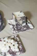 Italian Calacatta Viola Square Marble Tray--Carved Edge