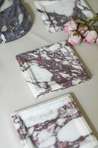 Italian Calacatta Viola Square Marble Tray--Carved Edge