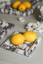 Italian Calacatta Viola Square Marble Tray--Carved Edge