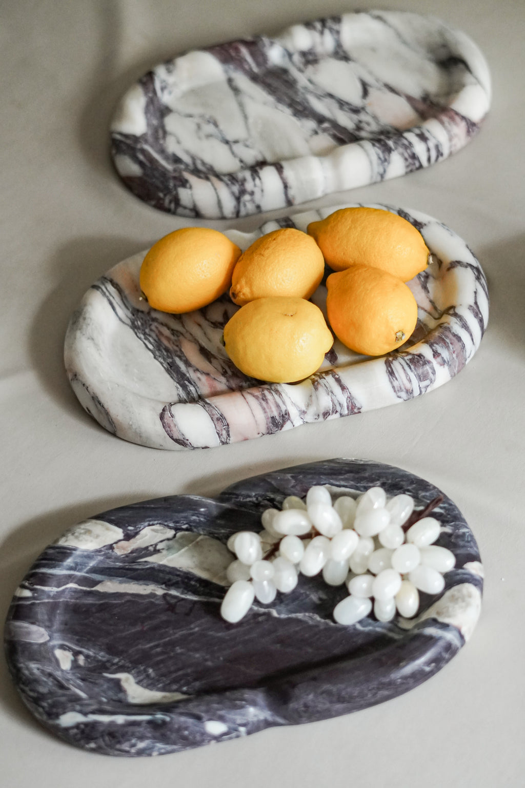 Italian Calacatta Viola Thick Marble Oval Tray