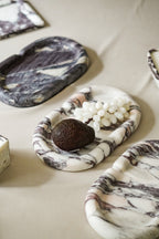 Italian Calacatta Viola Thick Marble Oval Tray