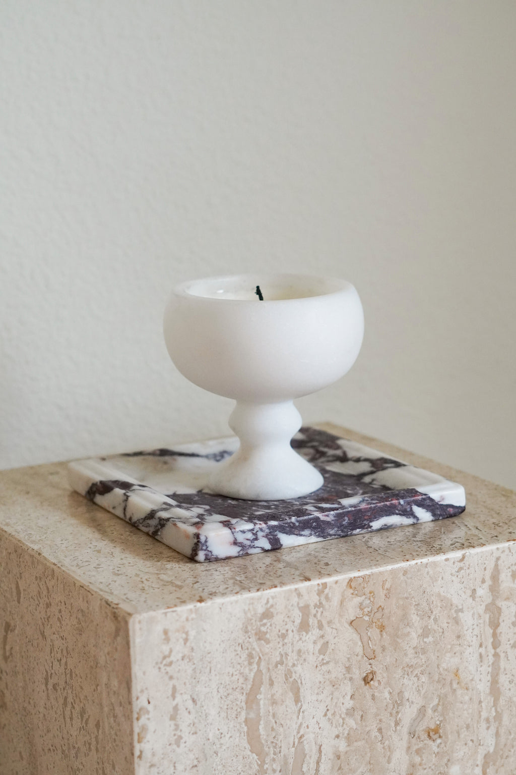 Italian Calacatta Viola Square Marble Tray--Carved Edge