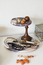 Italian Calacatta Viola Marble Two Tier Stand