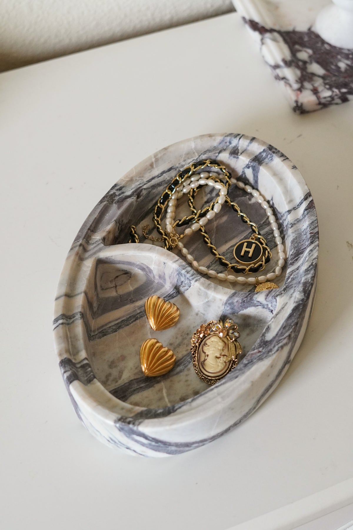 Italian Calacatta Viola Marble Divided Tray