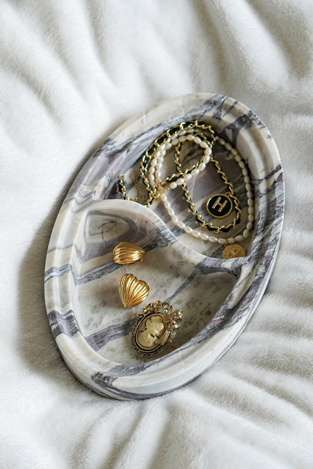 Italian Calacatta Viola Marble Divided Tray