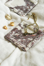 Italian Calacatta Viola Square Marble Tray--Carved Edge
